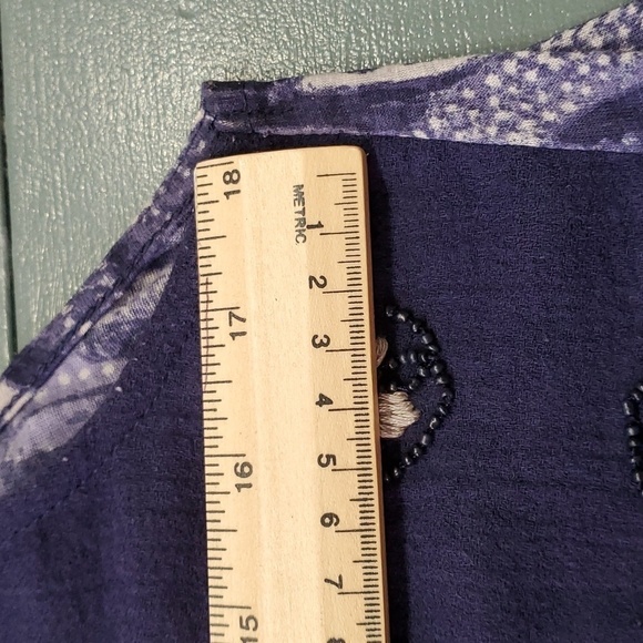 Lucky brand woman's sleevless top. Beautiful enbroidery and beads. Small. Blues. - Picture 9 of 10